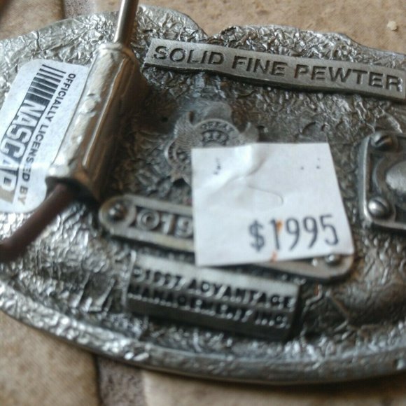 VINTAGE NASCAR Bill Elliott 94 Die Hard Fan Belt Buckle Fine Pewter Of - Picture 4 of 5